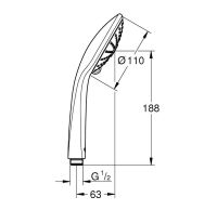 Vorschau: Grohe Vitalio Joy 110 Massage-Handbrause mit 3 Strahlarten, chrom