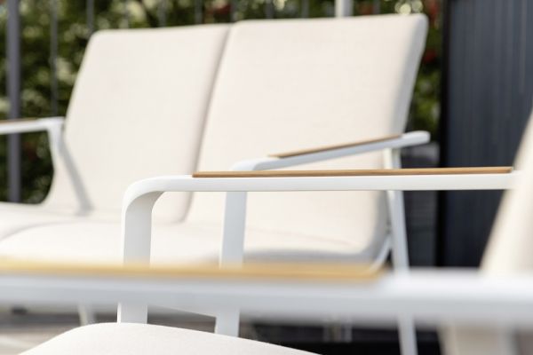 KETTLER DINING DIAMOND Lounge 2er Bank Sunbrella®, weiß matt/ natte linen