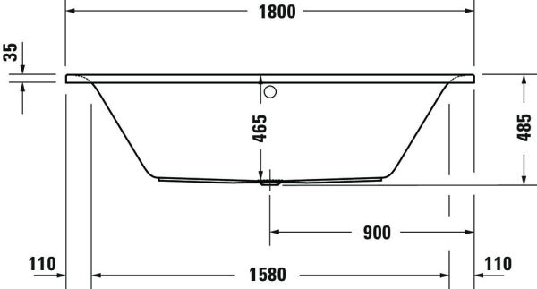 Duravit D-Neo Einbau-Badewanne rechteckig 180x80cm, 2 Rückenschrägen, weiß 700476000000000