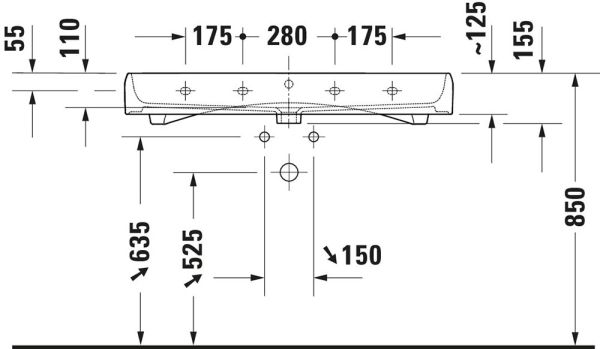 Duravit Qatego Aufsatzwaschtisch 100x47cm mit Hahnloch, geschliffen, weiß