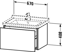 Duravit L-Cube Waschtischunterschrank wandhängend 67x47cm mit 1 Schublade für Starck 3 030470