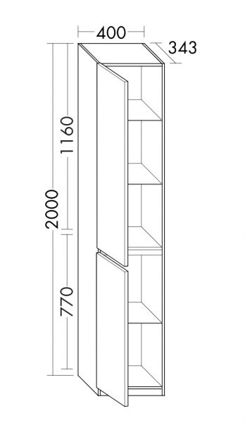 Burgbad Lin20 Hochschrank mit 2 Türen, bodenstehend, Tiefe 34,3cm