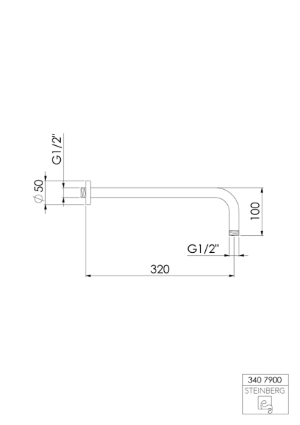 Steinberg Serie 340 Brausearm für Wandmontage 32cm