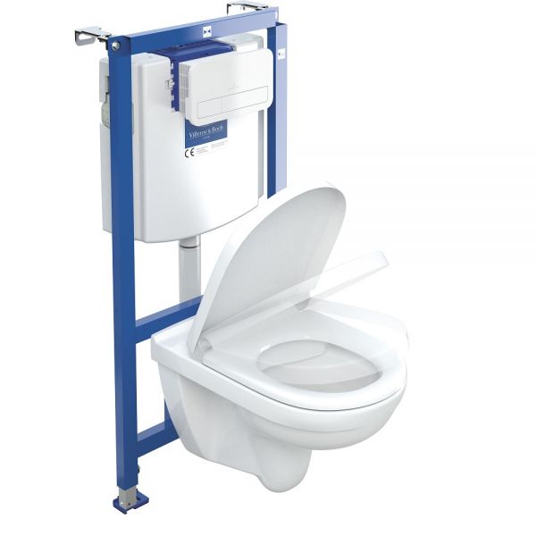 Villeroy&Boch O.Novo Wand-WC, WC-Sitz, Vorwandelement u. Betätigungsplatte, Combi-Pack, weiß 5660D201_1