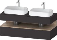 Vorschau: Duravit Qatego Unterschrank für 2 Aufsatzbecken 140x55cm in graphit supermatt Antifingerprint, mit offenem Fach in eiche marmoriert QA4767