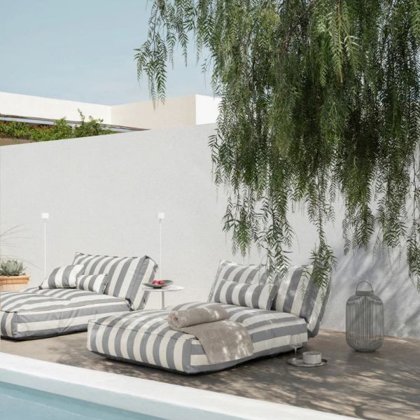 blomus STAY Outdoor-Kissen 70x30cm, grau/weiß gestreift