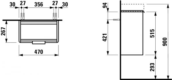 Laufen Base für Pro S Waschtischunterbau 47cm, 1 Tür rechts, passend zu Waschtisch 81595.4