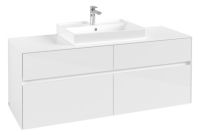 Vorschau: FJQ7OE5HLK4NVilleroy&Boch Collaro Waschtischunterschrank passend zu Aufsatzwaschtisch 4A336G, 4 Auszüge, 140cm, glossy white, C08400DH