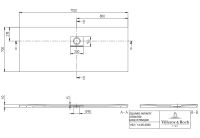 Vorschau: Villeroy&Boch Squaro Infinity Quaryl®-Duschwanne, Eckeinbau rechts gegen Wand, 170x70cm, technische Zeichnung