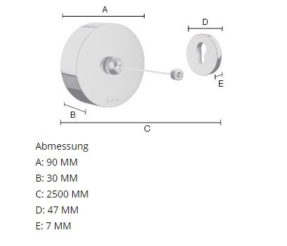 Smedbo Outline Aufrollbare Wäscheleine 2,5m, chrom FK480