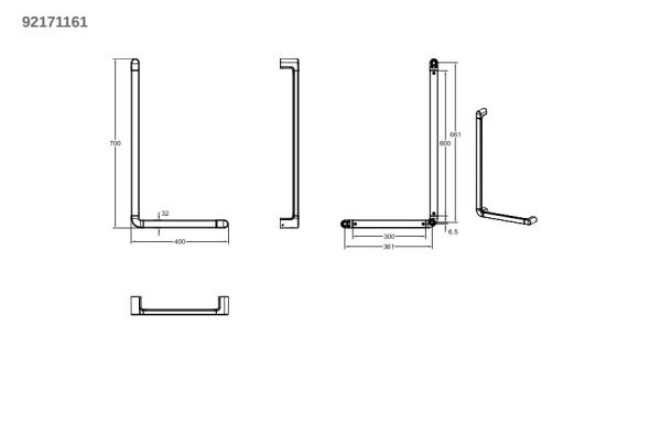 Villeroy&Boch ViCare Wandhaltegriff 90°, reversible, 70x40cm, chrom 92171161