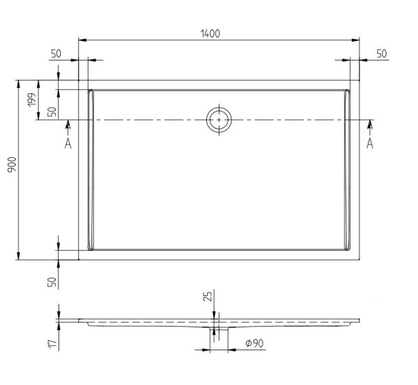 Villeroy&Boch Futurion Flat Quaryl®-Duschwanne, Eckmontage, flächenbündiger Einbau, 140x90cm UDQ1490FFL2V01