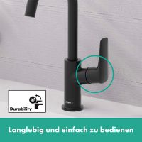 Vorschau: Hansgrohe Logis Waschtischarmatur 210 mit Schwenkauslauf und Zugstangen-Ablaufgarnitur, schwarz matt