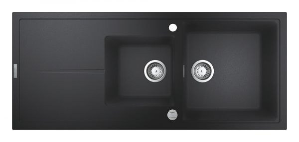 Grohe K400 80-C Küchenspüle mit Abtropffläche und Doppelbecken 116x50cm aus Komposit, granit schwarz 31643AP0 3