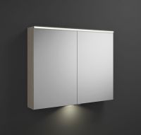 Burgbad Euro Spiegelschrank mit horizontaler LED-Beleuchtung, Waschtischbeleuchtung, 2tlg, 100x80cm eiche dekor flanelle