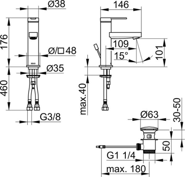 Keuco IXMO Flat Einhebel-Waschtischmischer 100 mit Zugstange, 59502013000