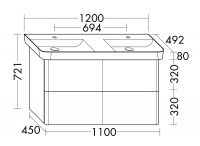 Vorschau: Burgbad Iveo Mineralguss-Doppelwaschtisch mit Unterschrank und LED-Beleuchtung, 4 Auszüge, 120cm SFFY120F2833C0001G0169