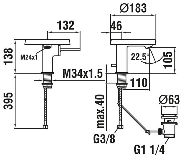 Kartell by Laufen Einhand-Waschtischmischer mit Deko-Disc, mit Ablaufventil, chrom