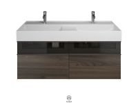 Vorschau: Burgbad Yumo Badmöbel-Set 131,5cm Doppelwaschtisch & Unterschrank & Spiegelschrank