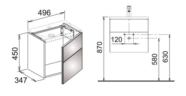 Keuco Royal Reflex Waschtischunterschrank mit 1 Tür für Gästewaschtisch, 49,6x34,7cm