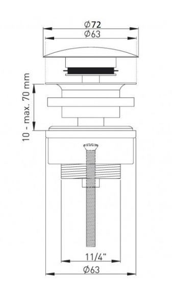 Design-Ablaufventil mit Permanentablauf, nicht verschließbar, chrom