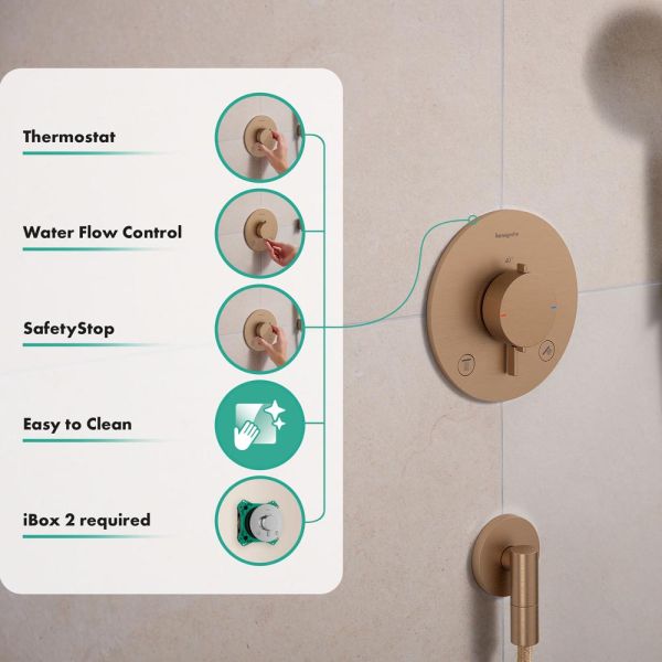 hansgrohe Ecostat Comfort S Thermostat Unterputz für 2 Funktionen, brushed bronze