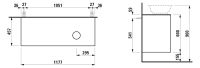 Vorschau: Laufen The New Classic Schubladenelement 118cm, 2 Schubladen, Ausschnitt rechts, zu H81285 0.1.2.3 techn. Zeichnung