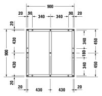 Vorschau: Duravit Tempano Fußgestell höhenverstellbar 70 - 100mm 900x900x85mm