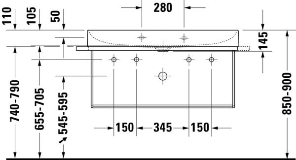 Duravit DuraSquare Waschtisch 100x47cm, ohne Überlauf, mit nicht verschließbarem Ablaufventil, weiß 2353100043
