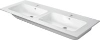 Vorschau: Duravit ME by Starck Doppelwaschtisch 130x49cm, 2 Hahnlöcher, mit Überlauf, weiß seidenmatt 2336133200