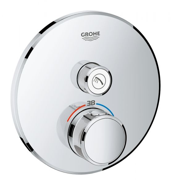 Grohe Grohtherm SmartControl Thermostat-Brausebatterie mit 1 Absperrventil, rund, wassersparend