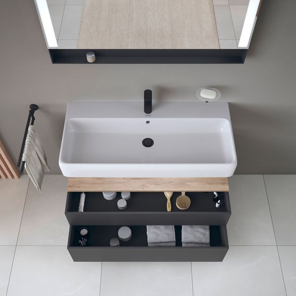 Duravit Qatego Unterschrank 119x47cm in graphit mit offenem Fach in eiche QA4396 