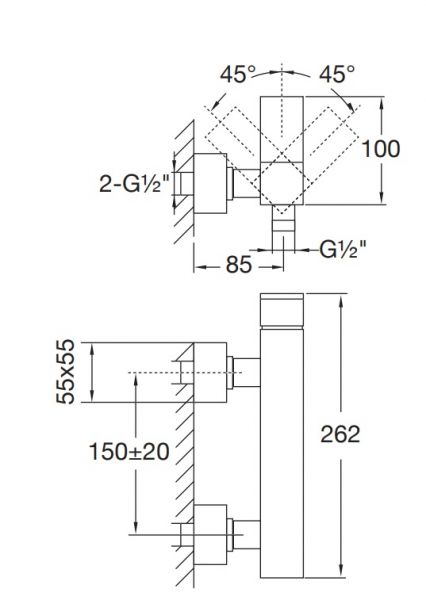 Steinberg Serie 160 Duscharmatur Aufputz, eckig