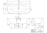 Vorschau: Villeroy&Boch Loop&Friends Oval Duo Vorwand-Badewanne, 180x80cm technische Zeichnung