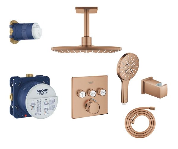 Grohe Grohtherm SmartControl Duschsystem Rainshower 310, Deckenmontage, warm sunset gebürstet