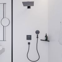 Vorschau: hansgrohe Raindance E Duschkopf 300 1jet mit Brausearm, EcoSmart, brushed black chrome