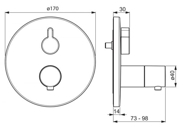 Hansa Hansavarox Pro Fertigmontageset 2 Verbraucher Wannen u. Brause-Thermostat., rund, chrom