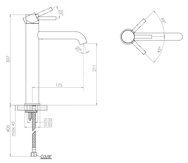 Steinberg Serie 100 Waschtisch-Einhebelmischer ohne Ablaufgarnitur, Ausladung 17cm, schwarz matt