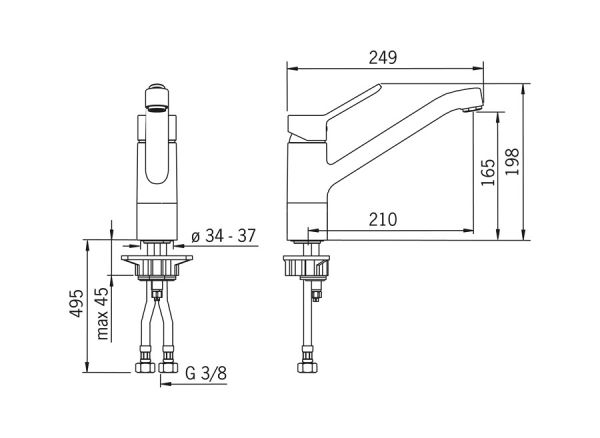 Hansa Hansaprimo Spültisch-Einhand-Einlochbatterie, Vollhebel, schwenkbar, chrom