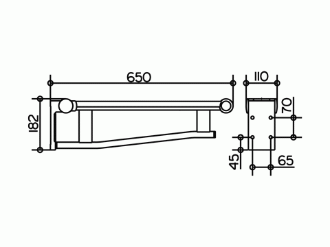 Keuco Plan Care Stützklappgriff Waschtisch, Ausladung 65cm