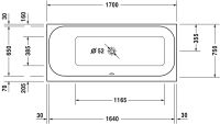 Vorschau: Duravit Happy D.2 Einbau-Badewanne rechteckig Rückenschräge links 170x75cm, weiß