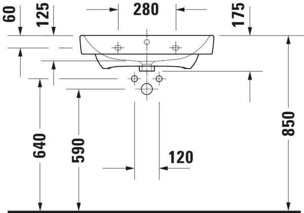 Duravit Duravit No.1 Waschtisch 65x46cm, mit Überlauf, ohne Wondergliss, weiß 2375650000