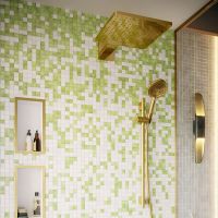 Vorschau: hansgrohe Raindance E Duschkopf 300 1jet mit Brausearm, EcoSmart, polished gold optic