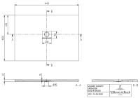 Vorschau: Villeroy&Boch Squaro Infinity Quaryl®-Duschwanne, flächenbündiger Einbau, 140x100cm, weiß, techn. Zeichnung