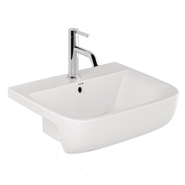 Kludi RESA Halbeinbau-Waschtisch 52x42cm mit Hahnloch und Überlauf, weiß 57W0343 