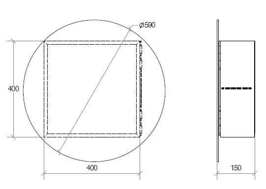 lineabeta PIKÀ Spiegelschrank mit 1 Spiegeltür Ø59cm, edelstahl poliert