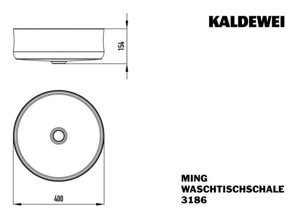 Kaldewei Ming MOD.3186 Waschtisch-Schale rund Ø40cm, Höhe 15,4cm, weiß mit Perl-Effekt