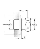 Vorschau: Grohe Anschluss gerade 1 1/2"x1 1/4" ,2 Stück, chrom