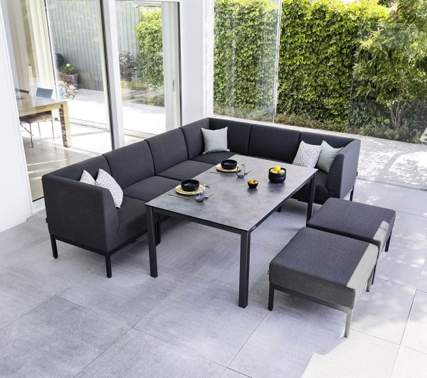 KETTLER PURE Casual Dining Set inkl. Tisch und Hocker, Sunbrella®, anthrazit/ sooty