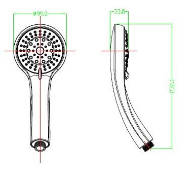 Avenarius Shower Handbrause 5-fach verstellbar Ø99mm, chrom